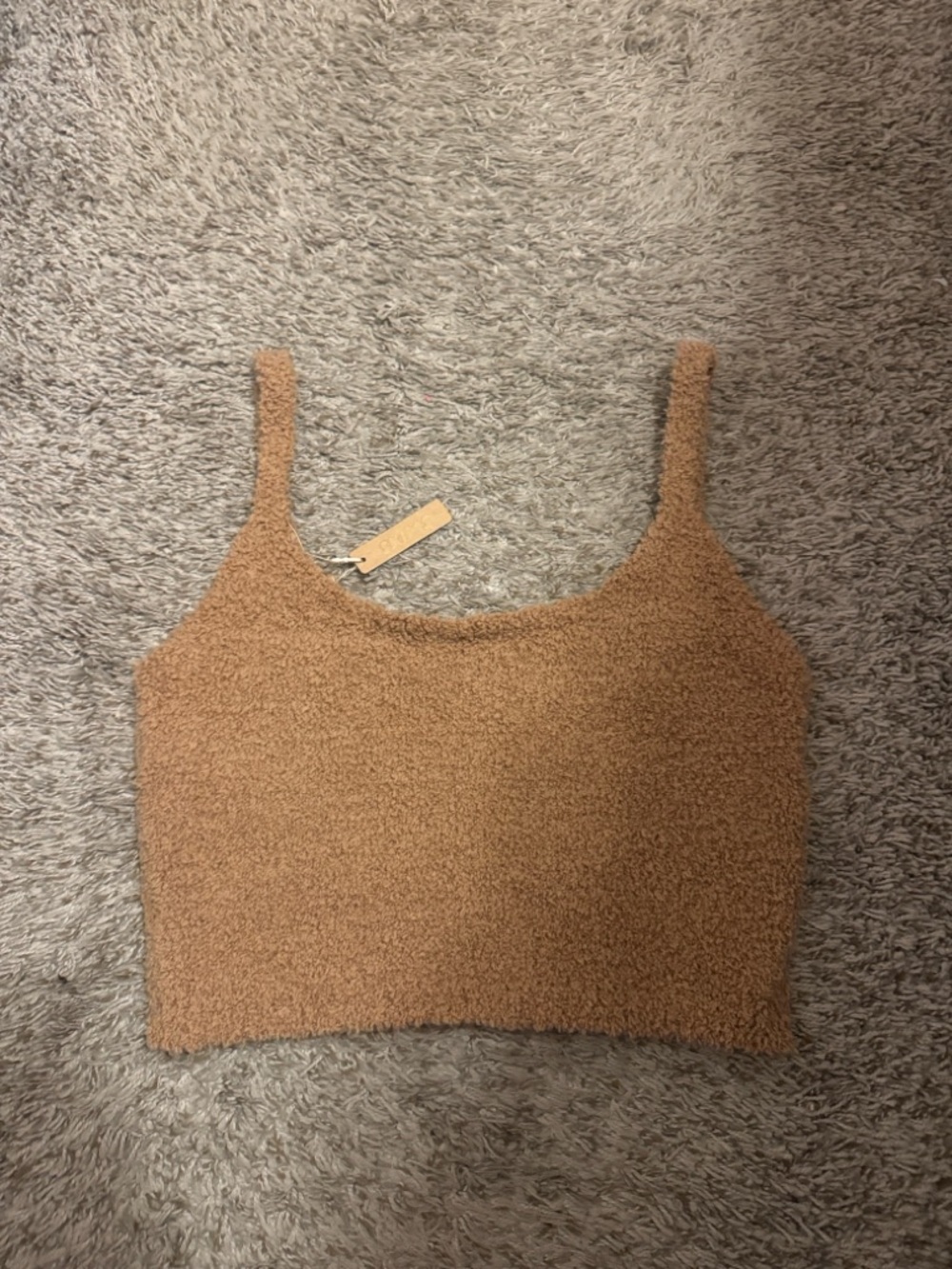 SKIMS Fuzzy Tank Crop Top in Camel